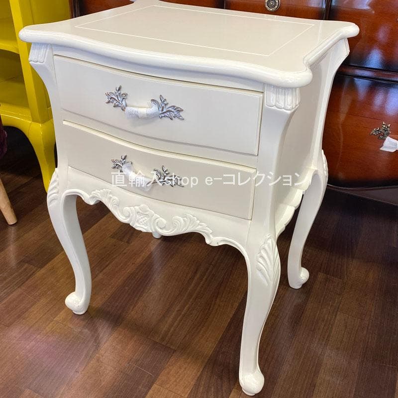 マホガニー ナイトテーブル ベッドサイドテーブル 2段引出し 収納 アンティーク