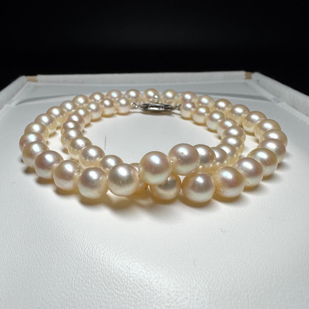 干渉色◎✨ あこや真珠 パール ネックレス 約6.9-7.9mm SV留め具