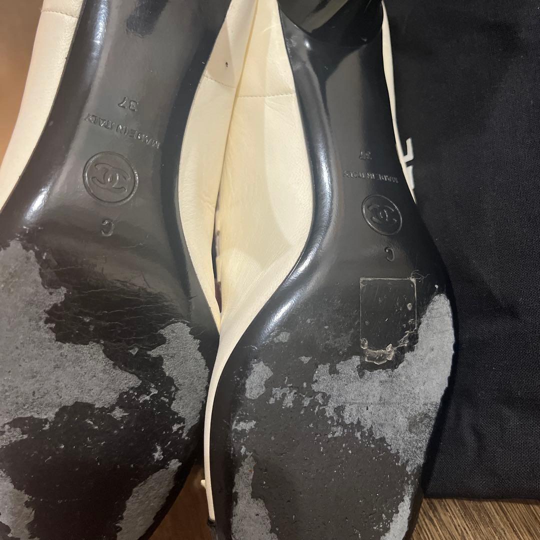 CHANEL アイボリーフラットシューズ 37