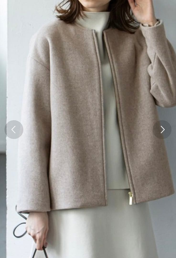 NOBLE MTRカラーレスジップショートコート ベージュ