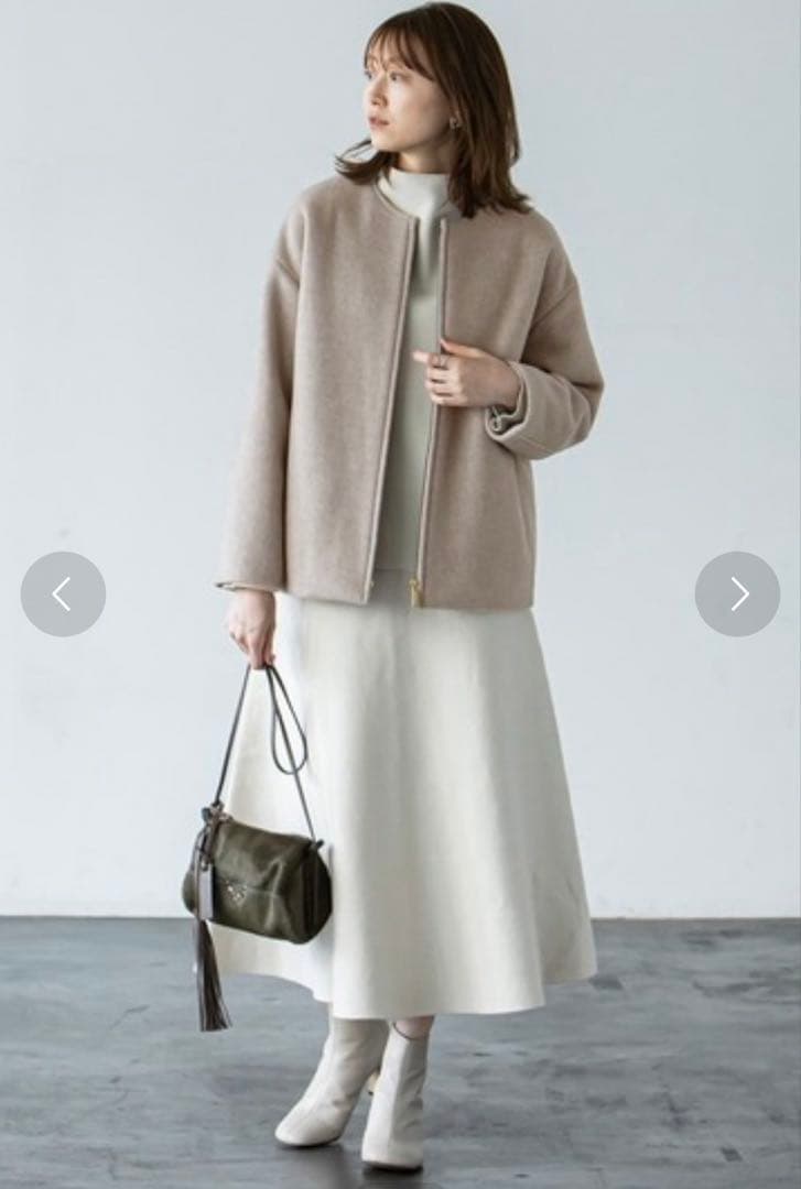 NOBLE MTRカラーレスジップショートコート ベージュ