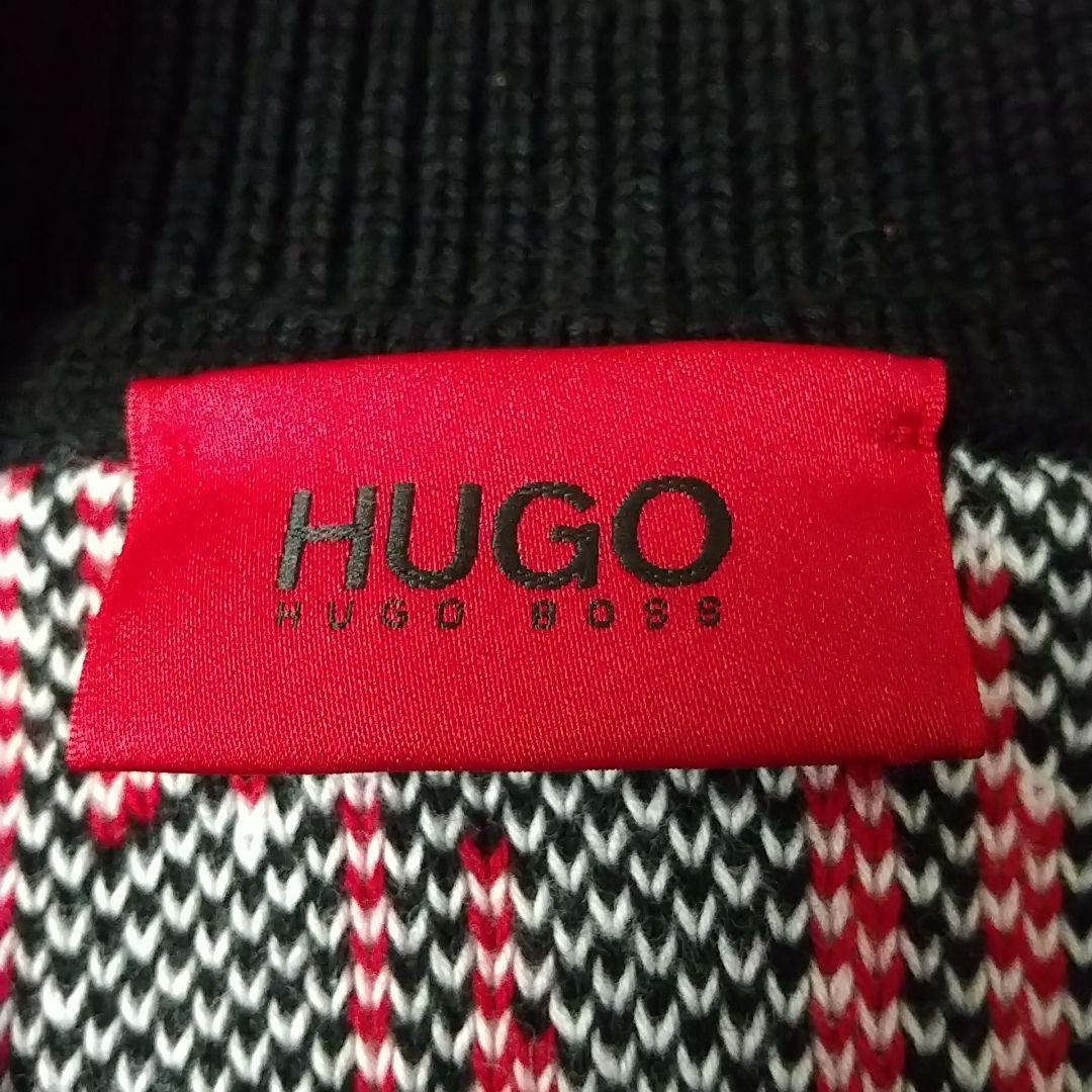 激レアデザイン☆ヒューゴボス クマ ベアー 総柄 ニット XL