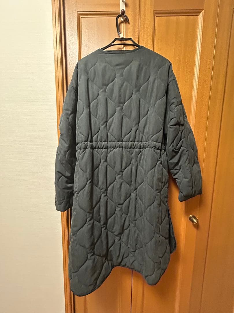 フードベスト付きロングコート ブラック