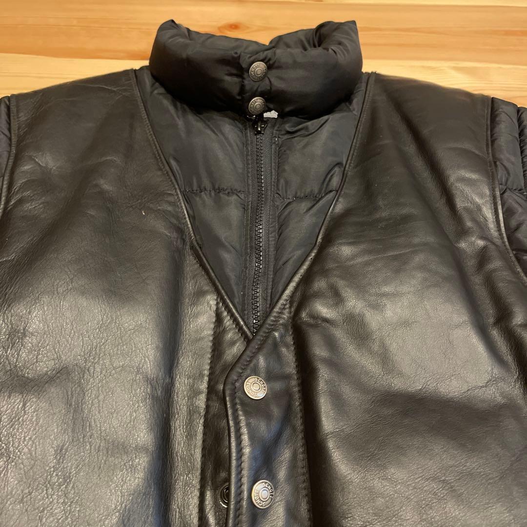 ショット　レザーベストパフィージャケット　USA製 80s XL〜XXL