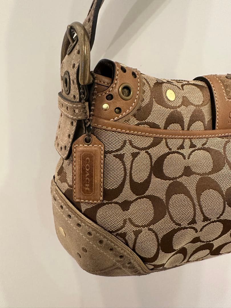 COACHソーホーシグネチャースタッズスエードワンショルダーバッグ ハンドバッグ
