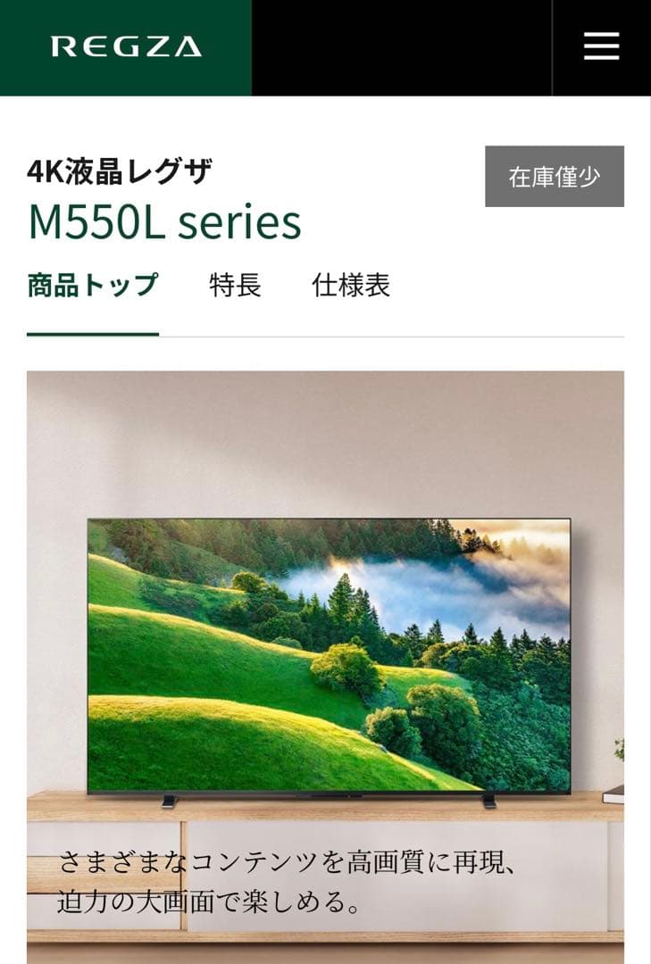 REGZA 75M550L ジャンク品
