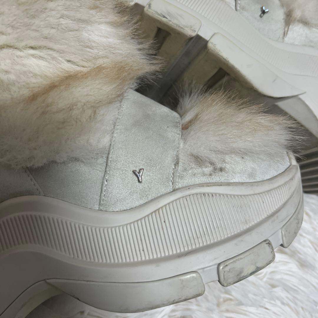 人気✨YELLO ファーブーツ 厚底　ファー　ムートン　厚底ブーツ　M