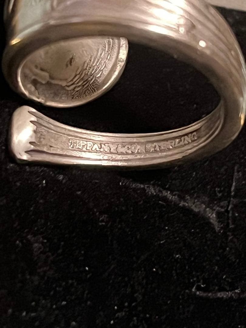 Old Tiffany スプーン リング 鳥と花々