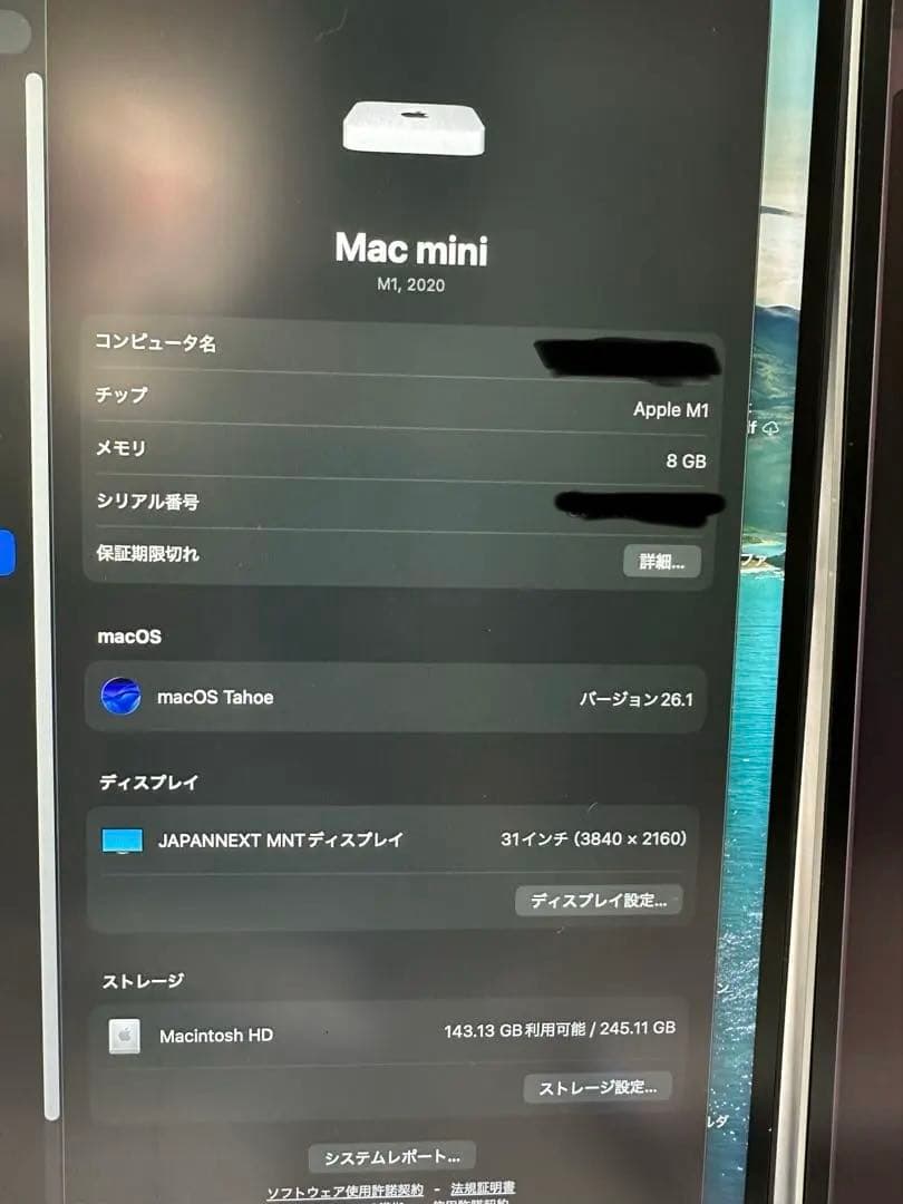 Apple Mac mini M1 256g メモリー8g