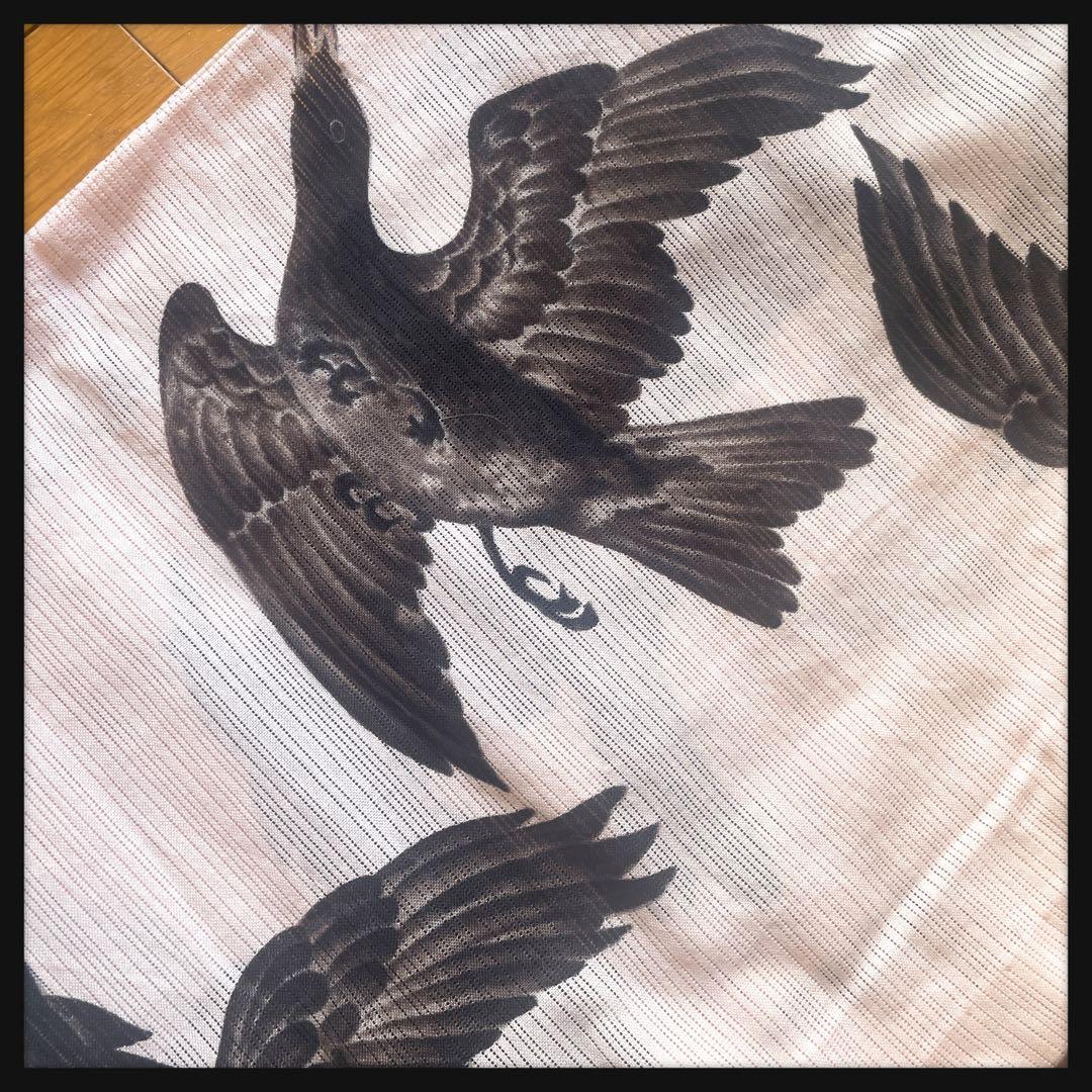 希少 老舗 京都 岡重 八咫烏 綿 絽 ピンク カラス 浴衣 和装 高級ゆかた