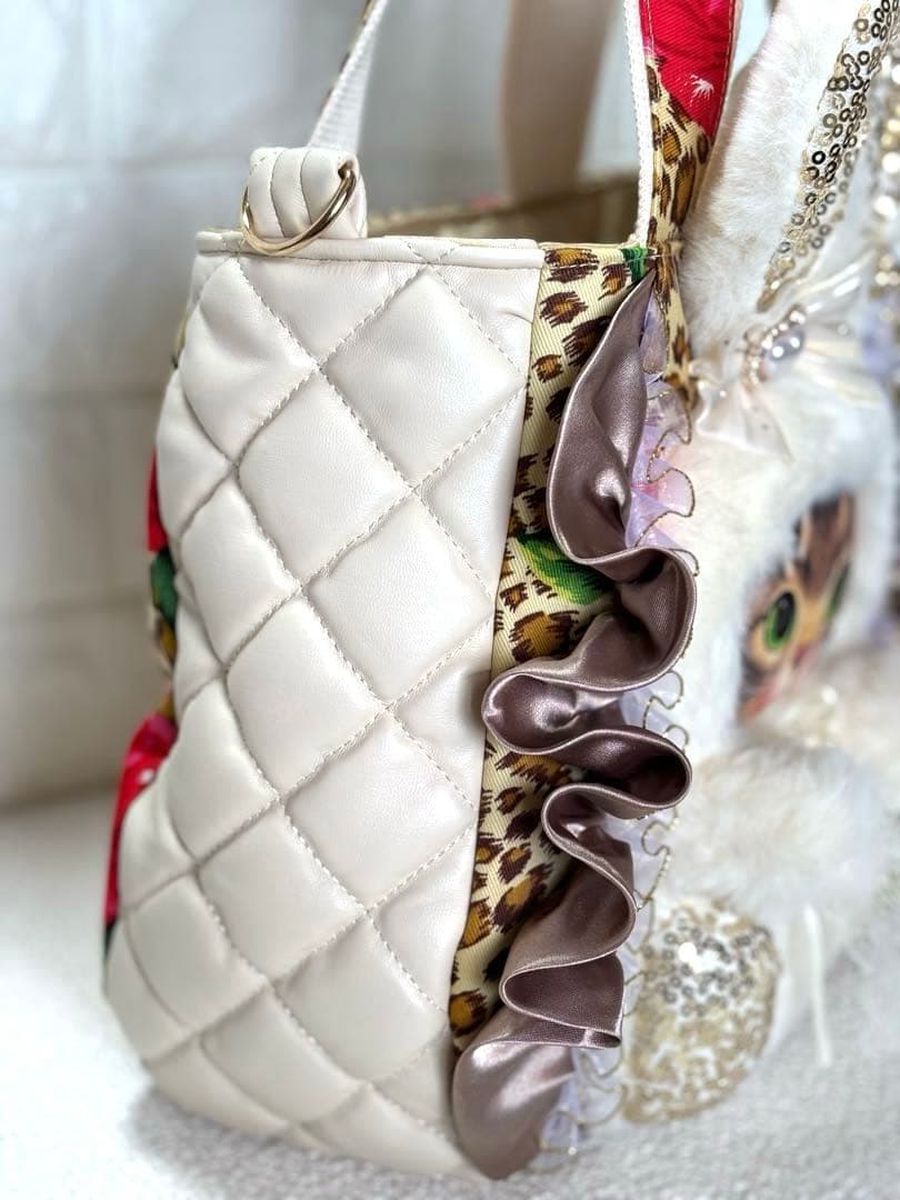 さ*ー様 コヤンイサムチョン　ハンドメイド　フリルトートバッグ　ヒョウ柄　サンダ