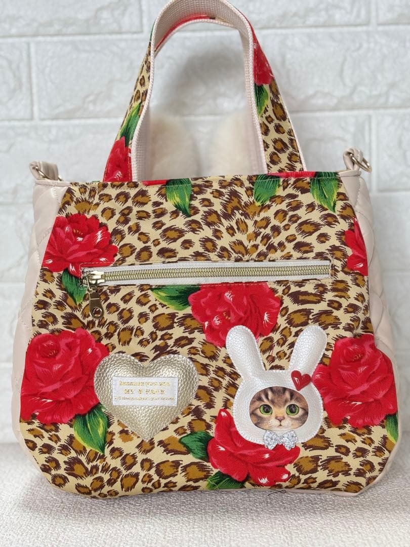 さ*ー様 コヤンイサムチョン　ハンドメイド　フリルトートバッグ　ヒョウ柄　サンダ