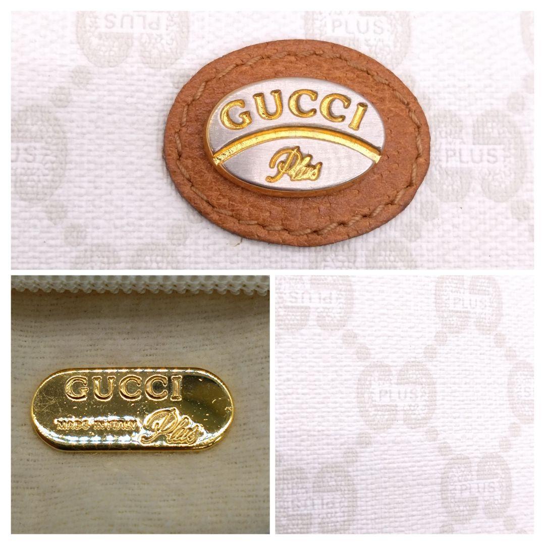 【美品】GUCCI 希少 クラッチバッグ セカンド ポーチ GGプラス総柄 白
