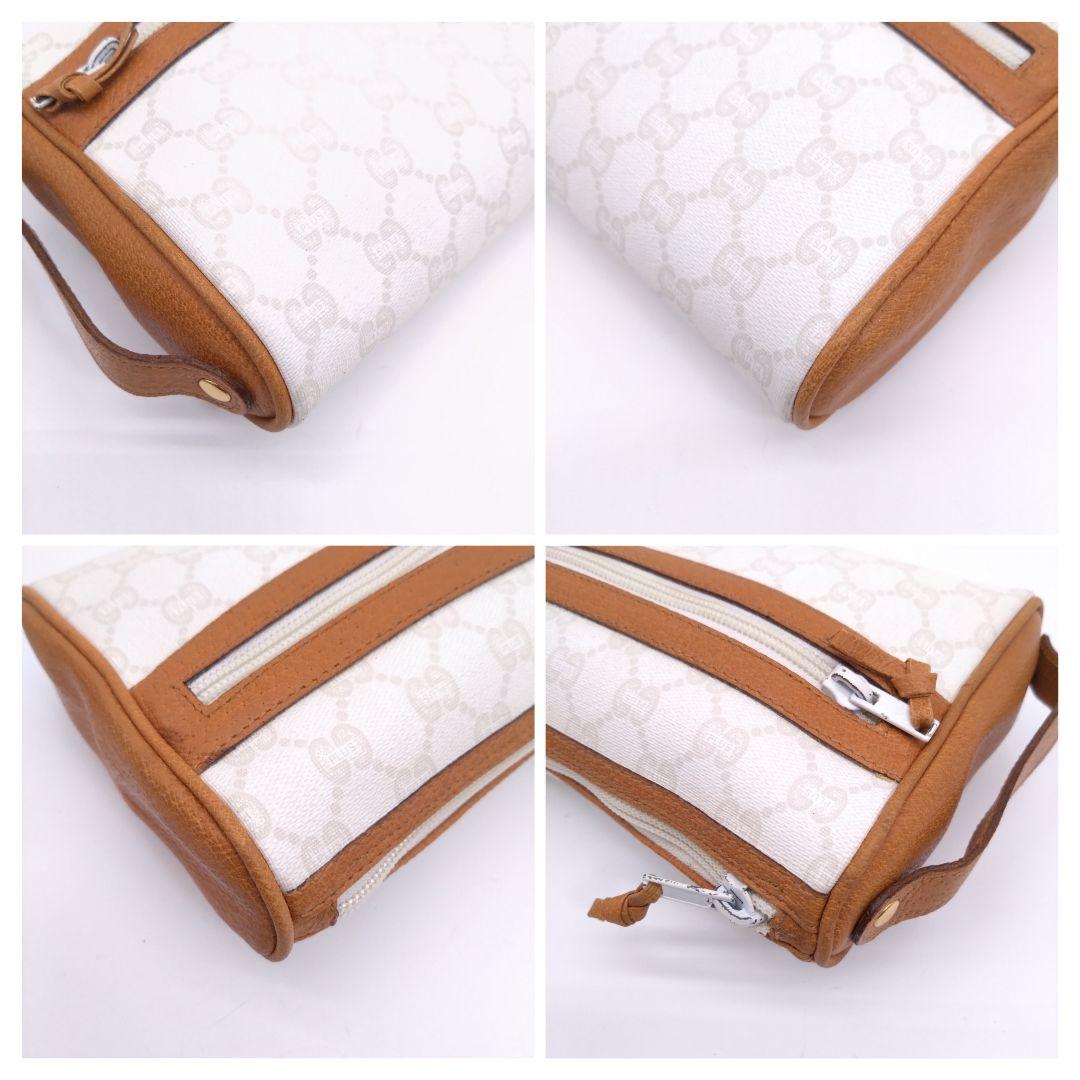 【美品】GUCCI 希少 クラッチバッグ セカンド ポーチ GGプラス総柄 白
