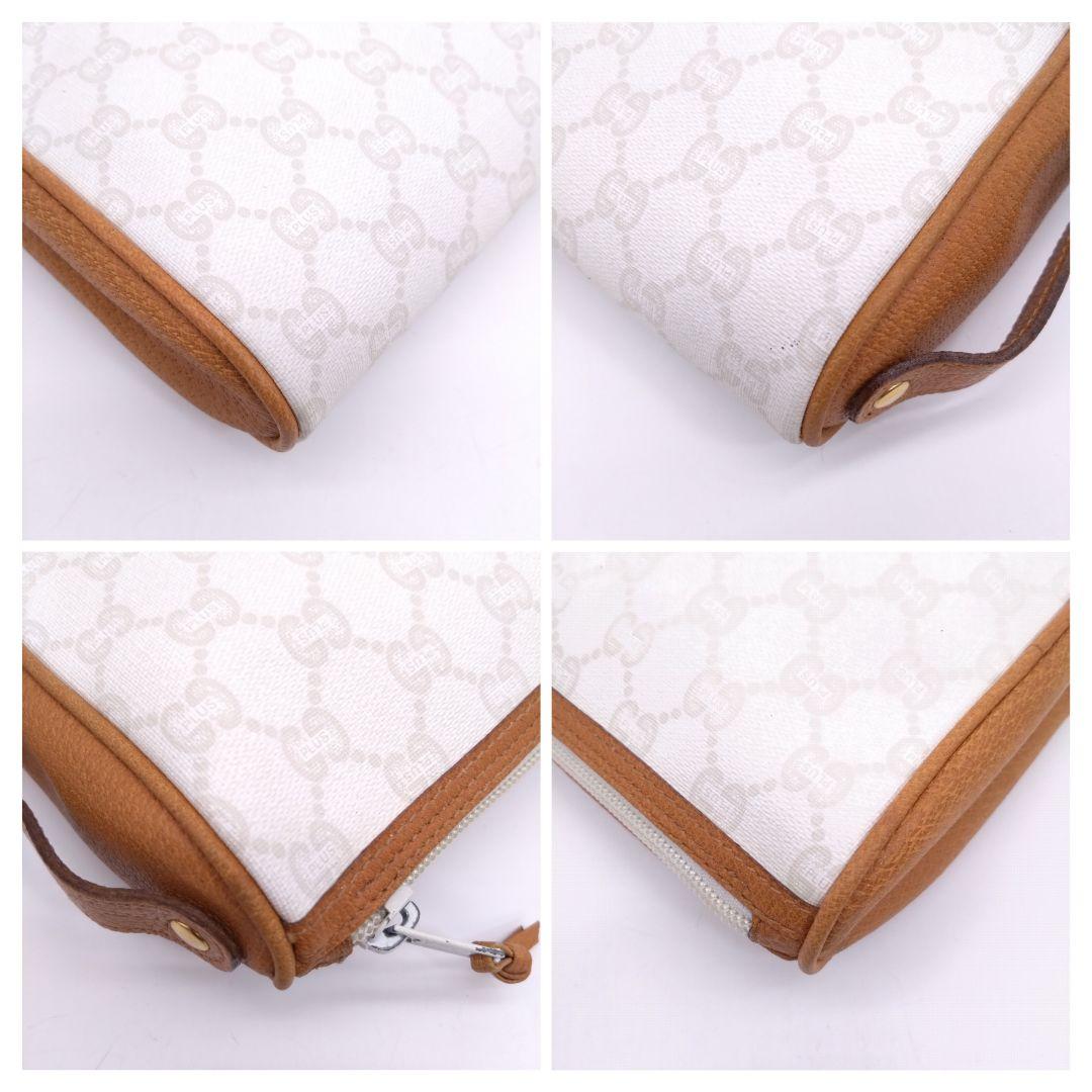 【美品】GUCCI 希少 クラッチバッグ セカンド ポーチ GGプラス総柄 白