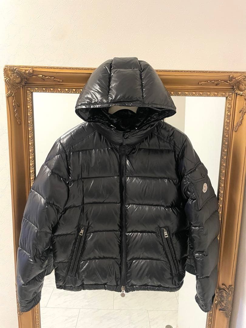 極美品モンクレールMAYAマヤ★サイズ2艶有黒L/モンクレールジャパン製正規品