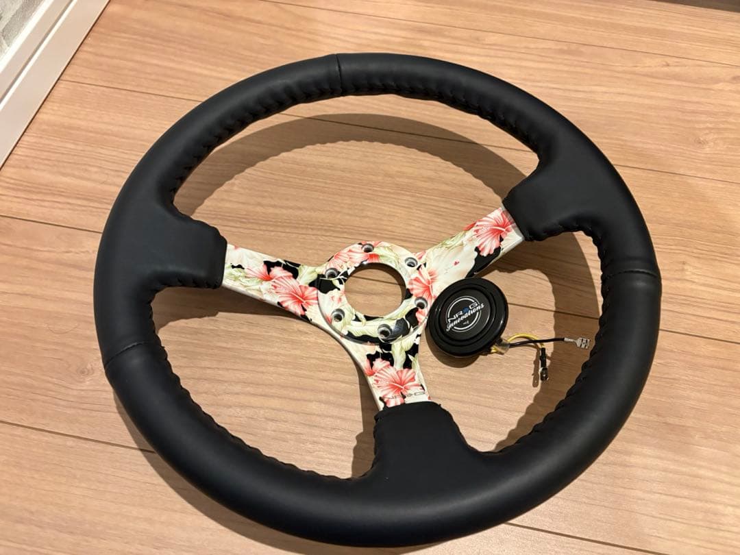 NRG ステアリングホイール フローラル 花柄 Φ35 レザー