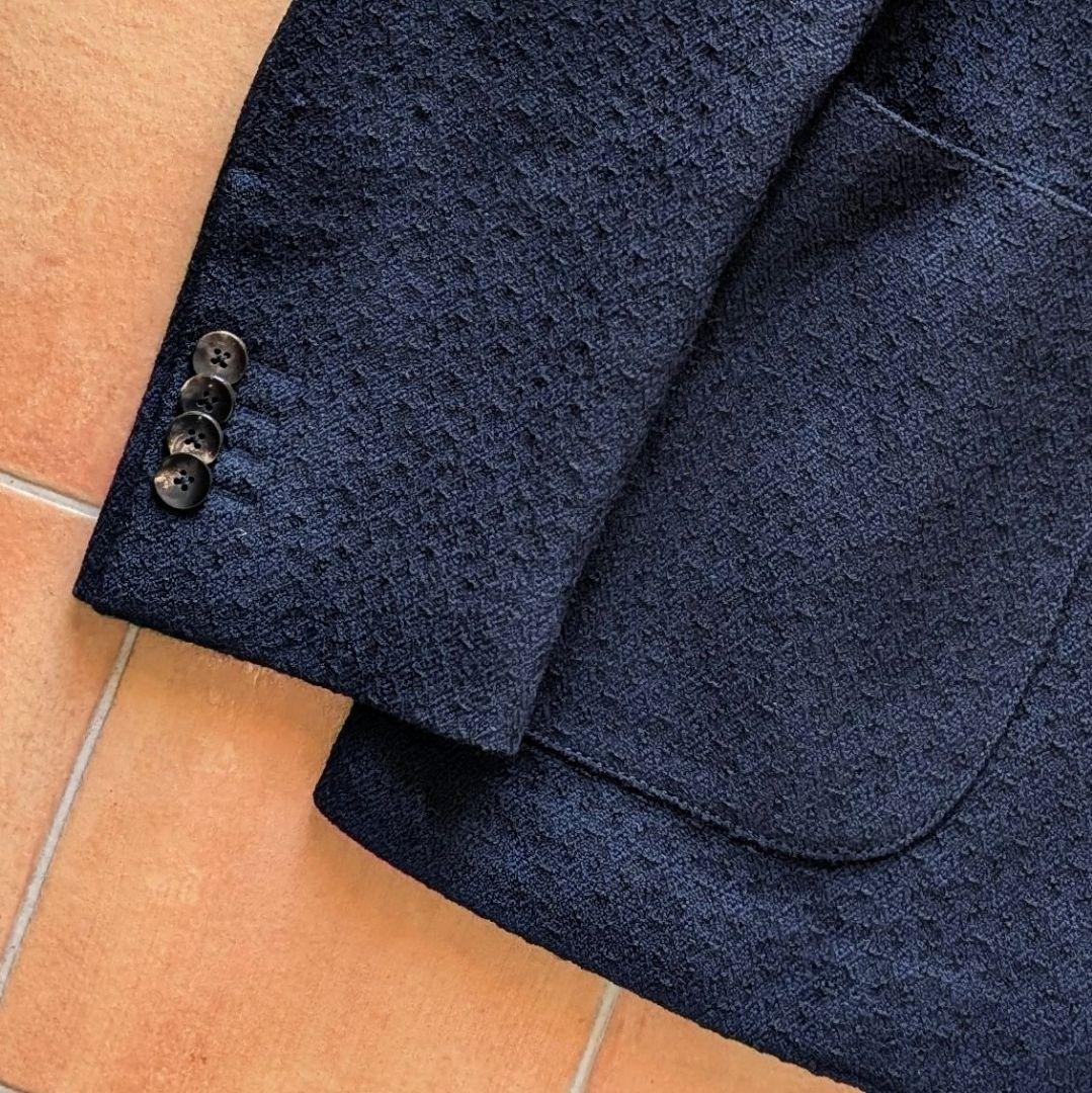 LARDINI ジャカード ネイビージャケット ダブル アンコン 46サイズ