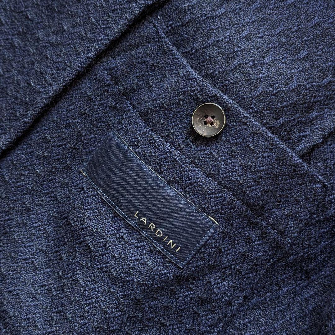 LARDINI ジャカード ネイビージャケット ダブル アンコン 46サイズ