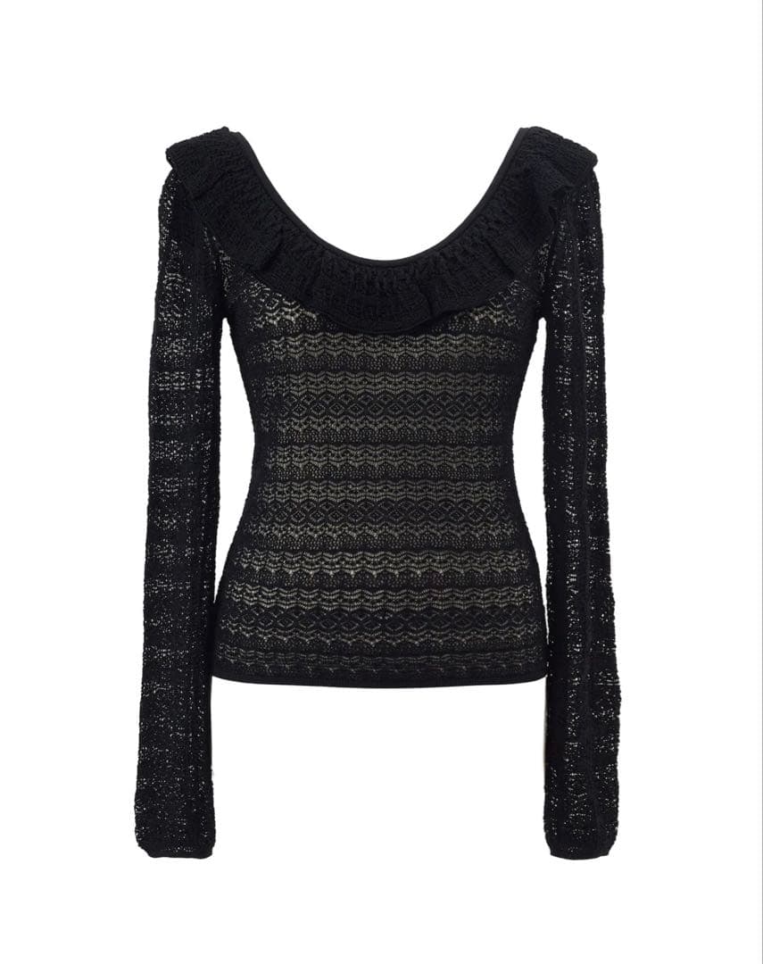 cygne 透かし柄フリルニット　