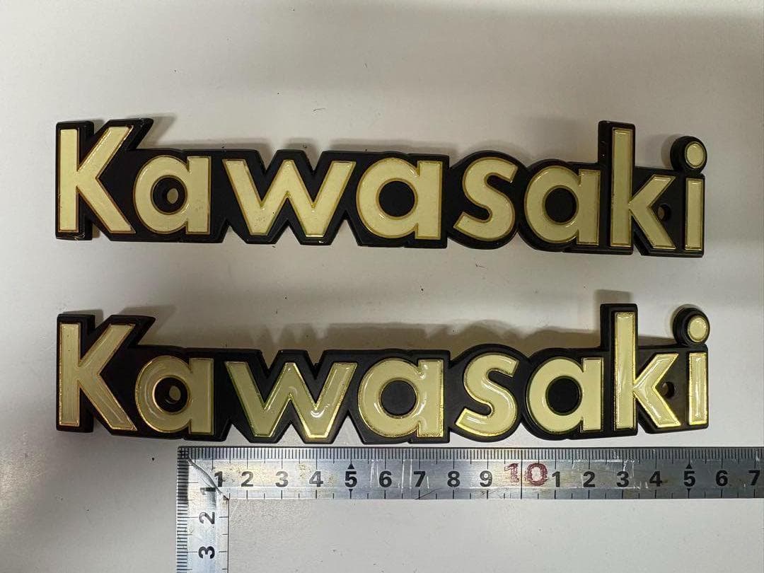 焼*ン様 Kawasaki　真鍮製タンクエンブレム140mm　曲げ加工済み　左右