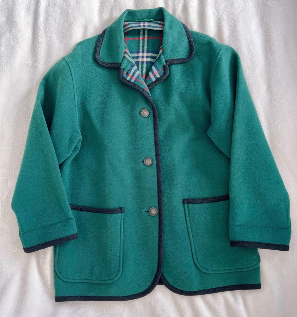 【美品】Burberrys ピーコート カシミア混 ダブルフェイス　9号グリーン