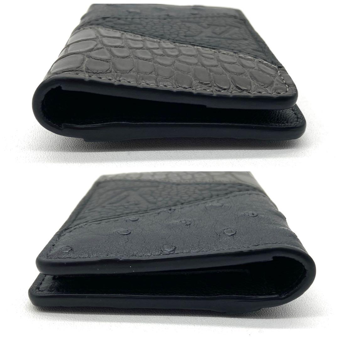 未使用級✨ヴィトン クロコ　オーストリッチ　アンプラント　カードケース　ブラック