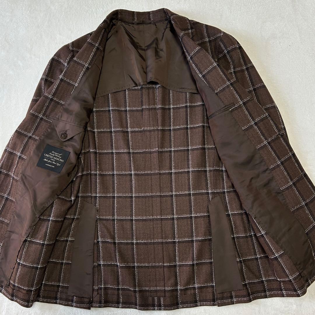 美品 ユナイテッドアローズ ウィンドペン チェック ウール ジャケット48 L