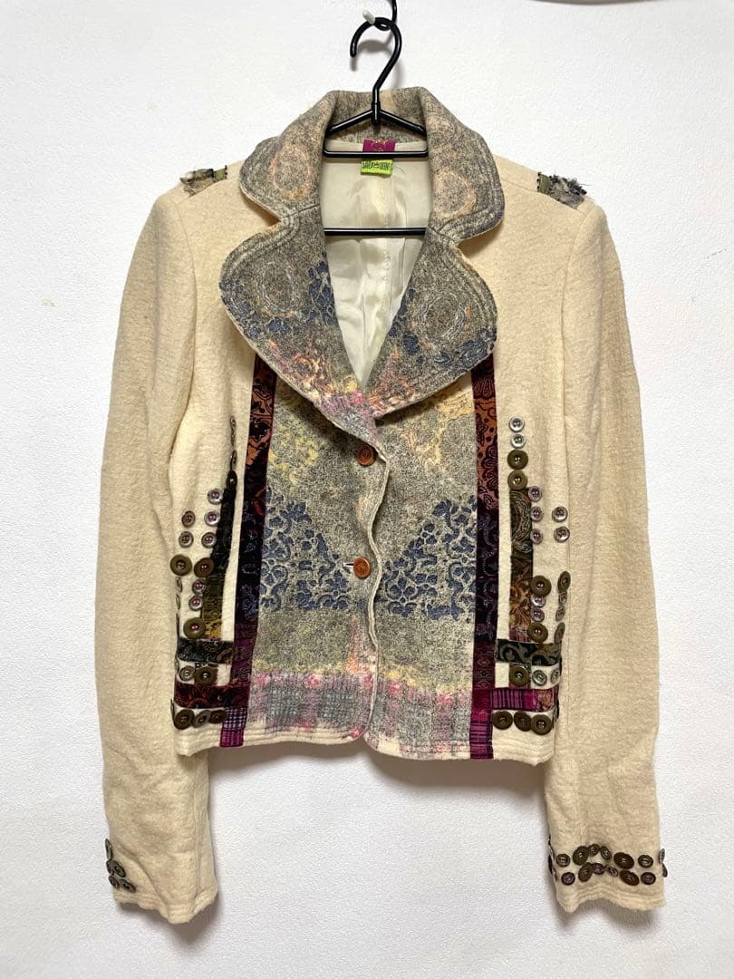 SAVE THE QUEEN 平成ギャルy2k 白いウール　テーラードジャケット