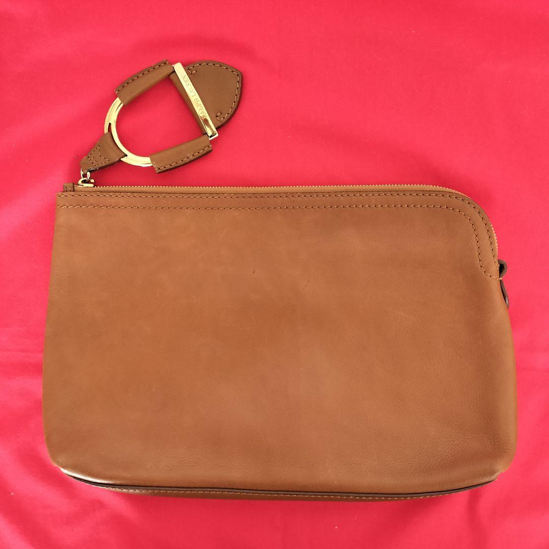 高級 RALPH LAURENパープルレーベル イタリア製レザー クラッチバッグ