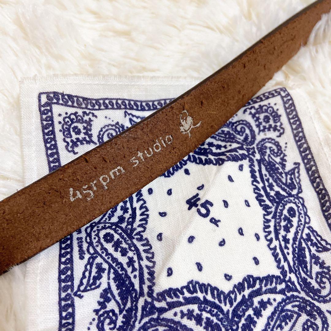 ほぼ新品　45R フォーティファイブアール レザー ベルト ブラウン ロゴ 金具