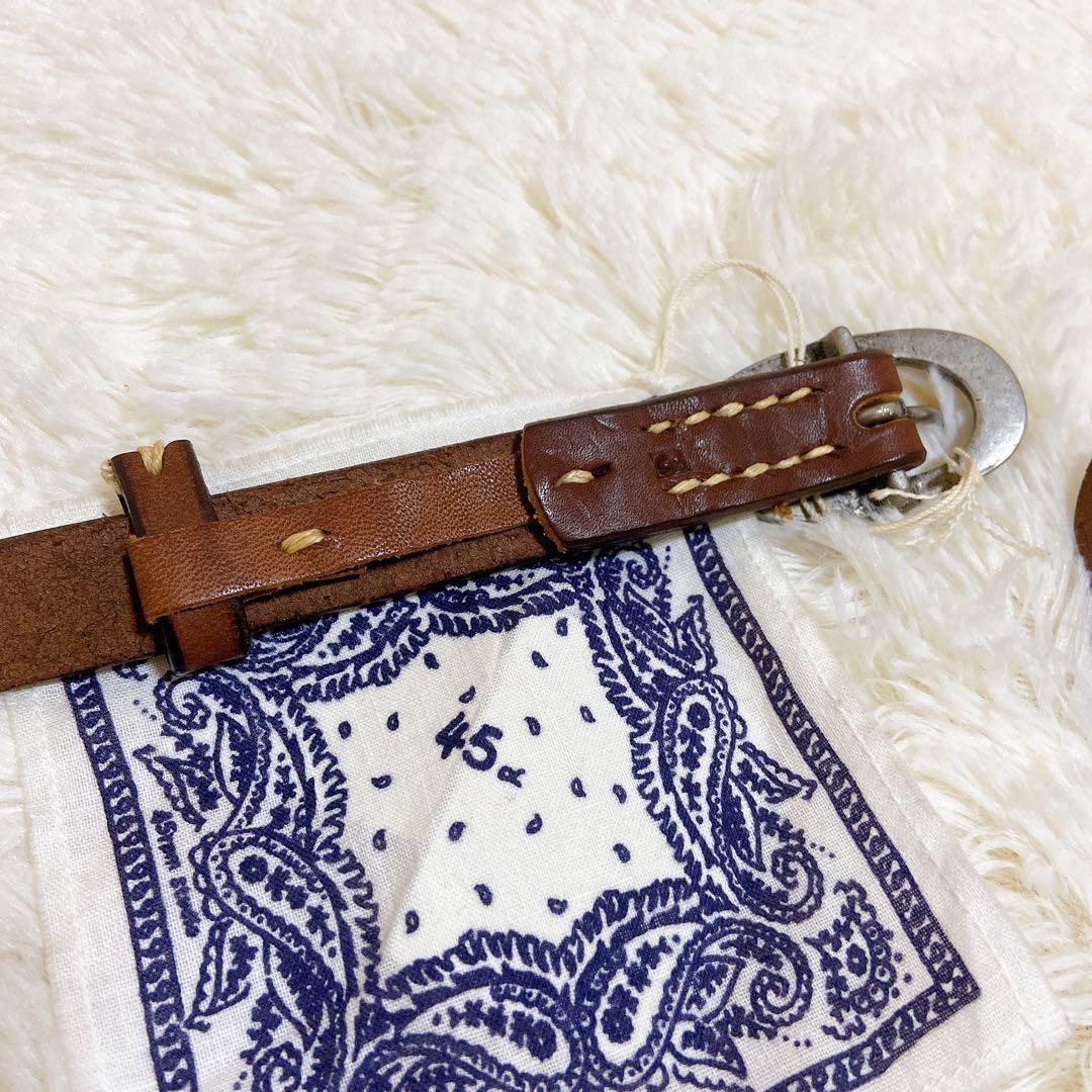 ほぼ新品　45R フォーティファイブアール レザー ベルト ブラウン ロゴ 金具