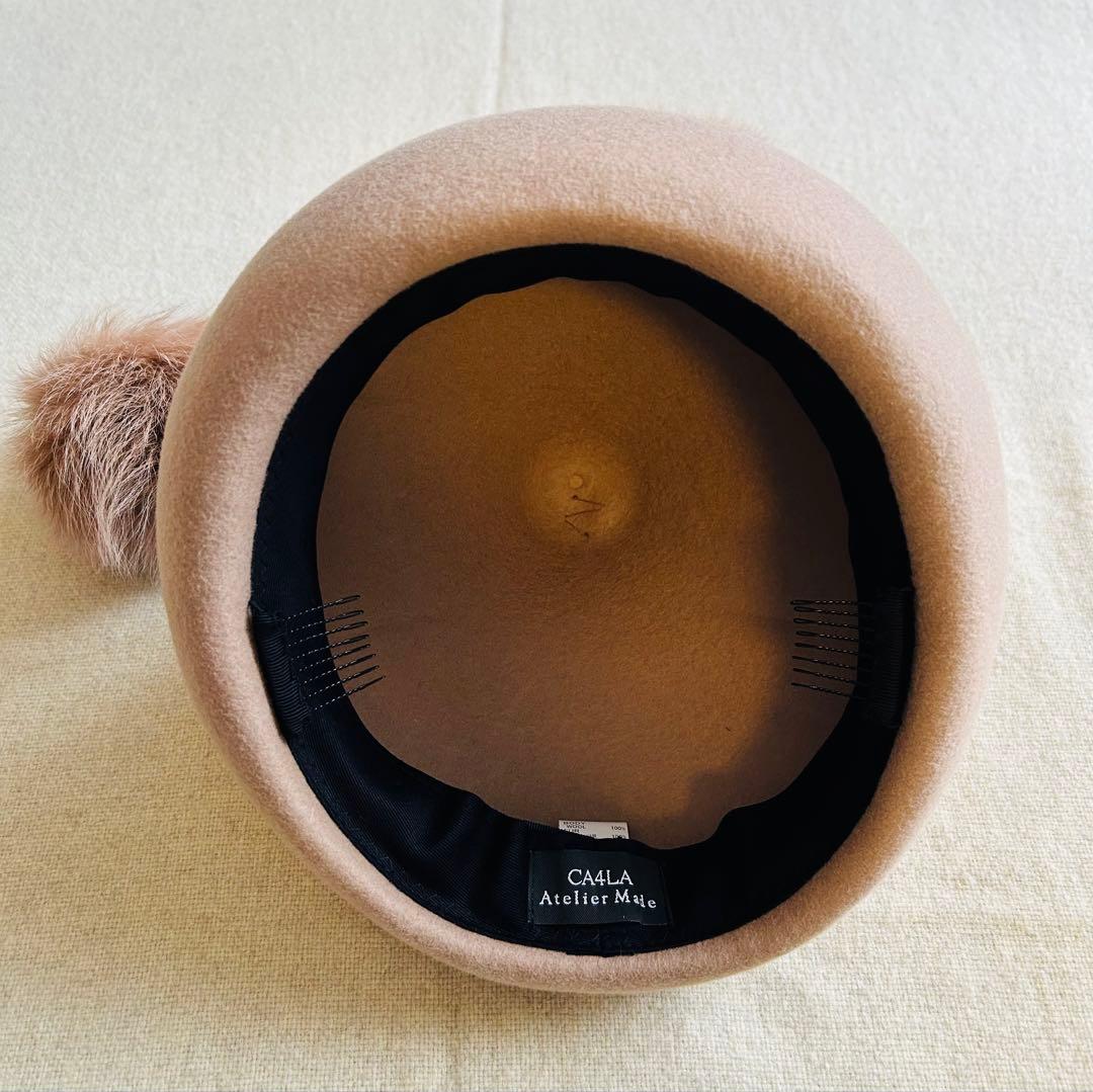 ポンポン付きとんがりベレー　CA4LA Atelier Mad PON PON