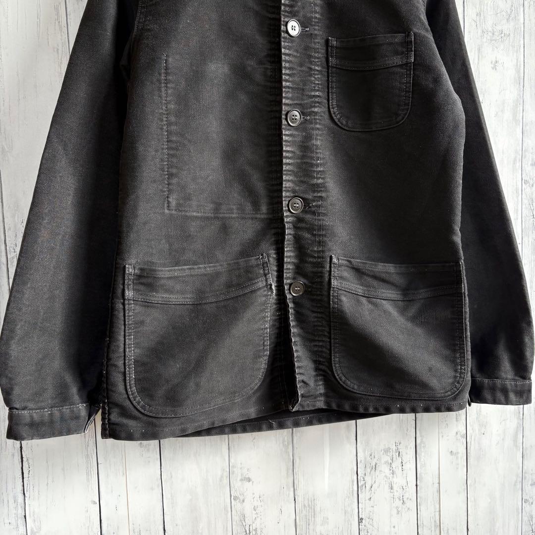 〜60s モンサンミッシェル ブラックモールスキンジャケット カバーオール
