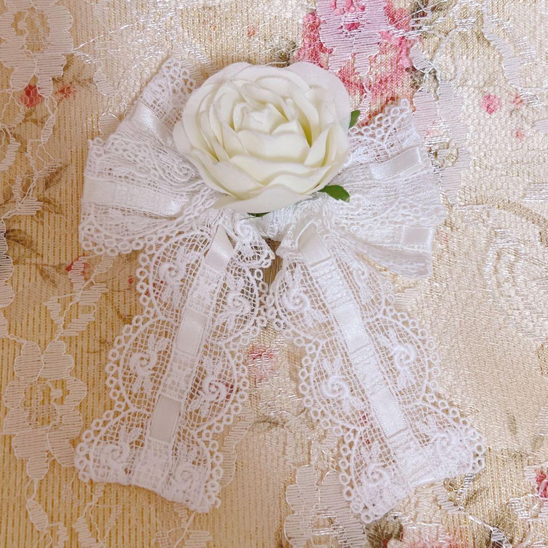 再*。様 【美品】BABY, ジャンパースカート＆リボンコーム　２点セット　白