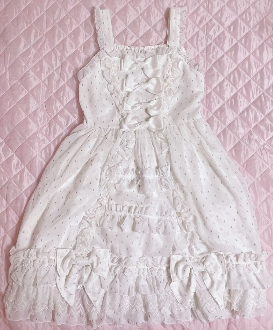 再*。様 【美品】BABY, ジャンパースカート＆リボンコーム　２点セット　白