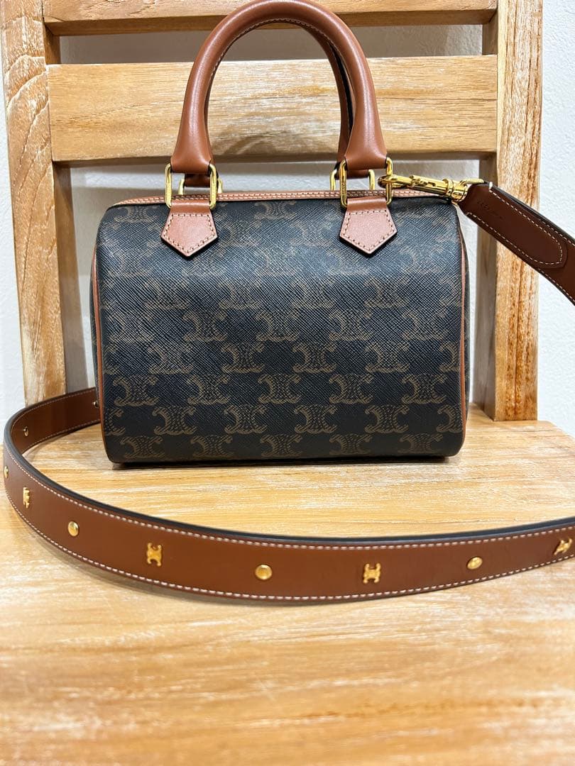 CELINE ブラウンレザーベルト ゴールド金具