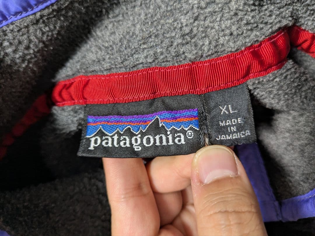 【美品】patagonia XL グレー×パープル シンチラスナップT