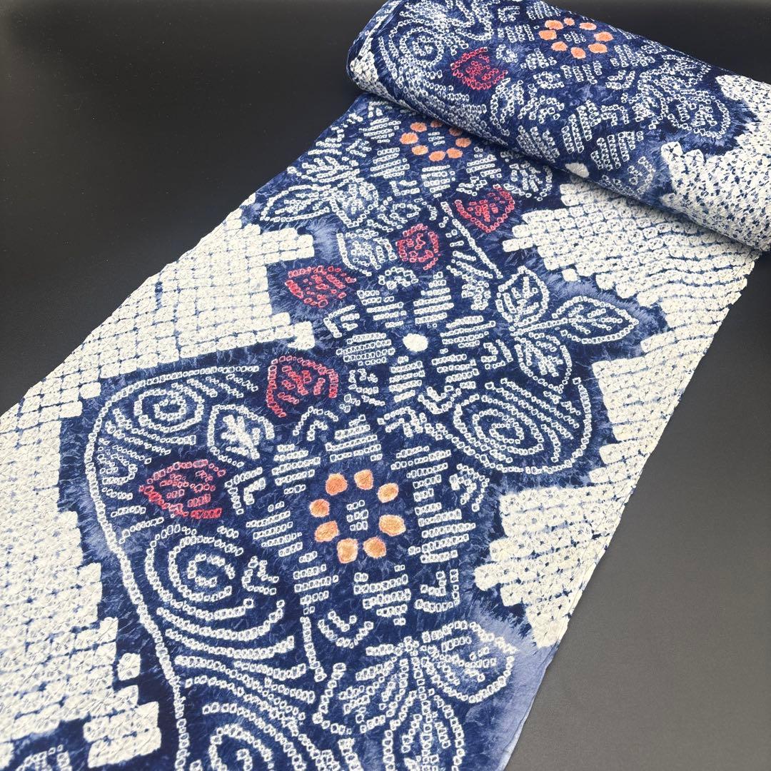 有松絞り　浴衣　反物　未使用　保管品　洗い張り済