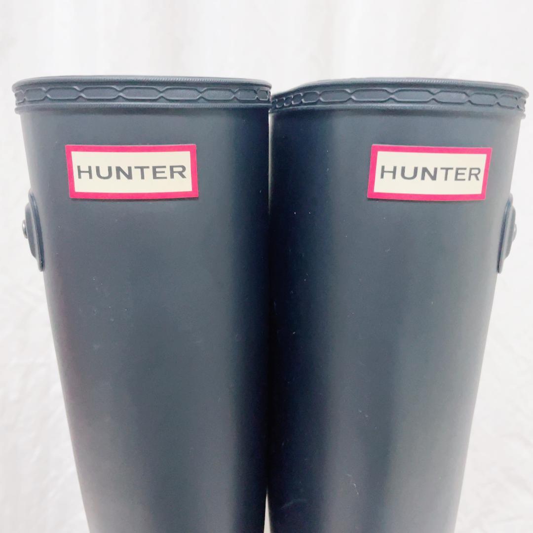 【美品・箱付】HUNTER レインブーツ ロング ブラック 長靴 24.0cm