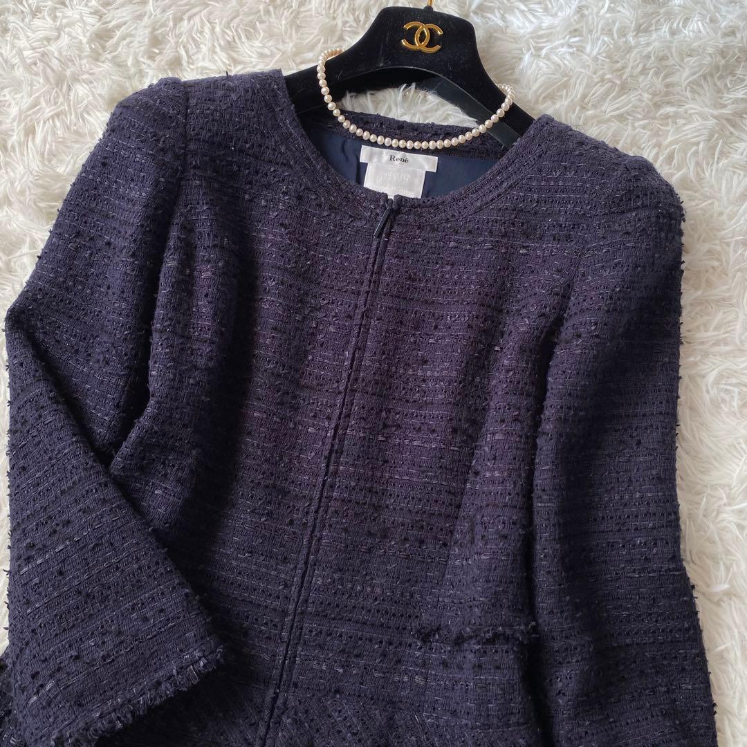 ごま✨️極美品Rene TISSUE 高級ツイードワンピース ティアード