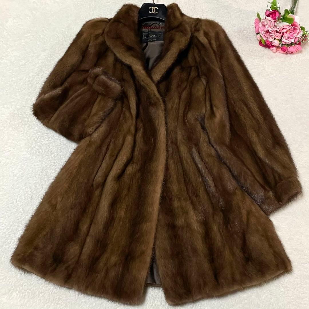 サガミンク デミバフミンク 本毛皮 コート サイズL相当 毛並み◎