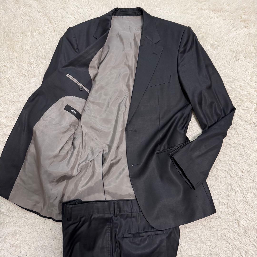 XLサイズ相当 ヒューゴボス　スーツ　セットアップ　光沢　ウール　50サイズ
