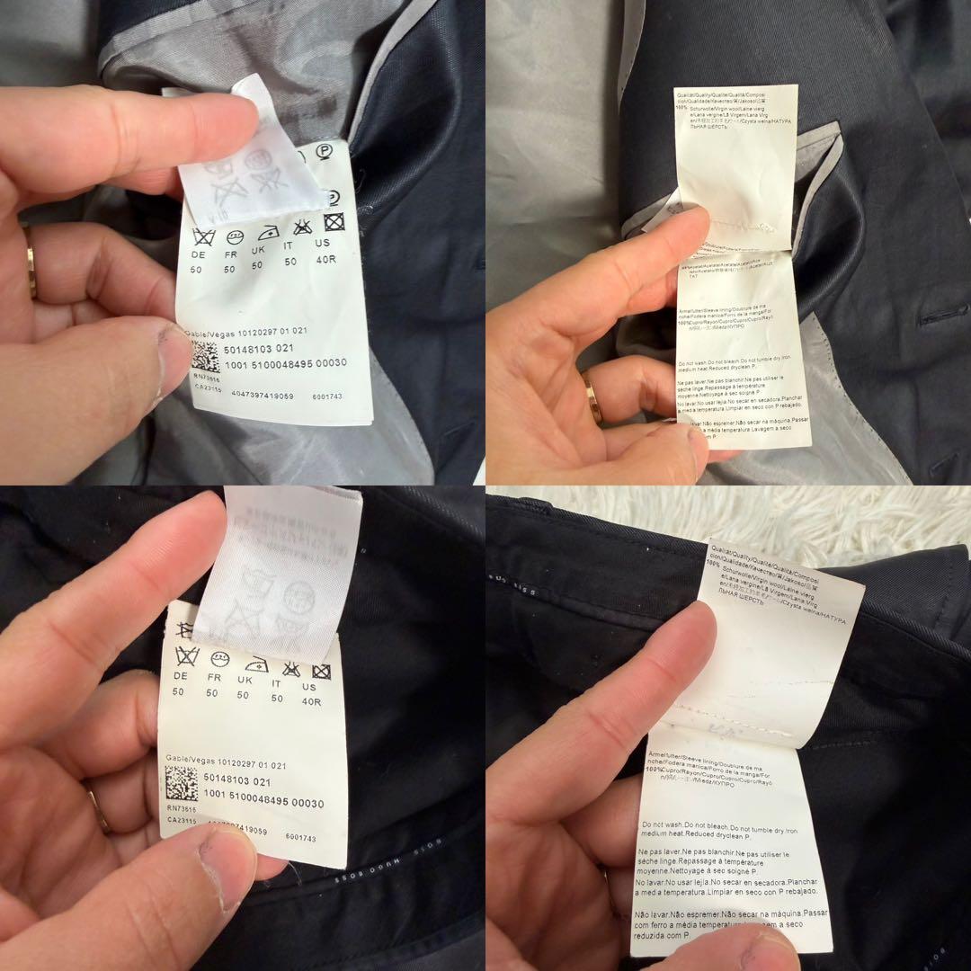 XLサイズ相当 ヒューゴボス　スーツ　セットアップ　光沢　ウール　50サイズ