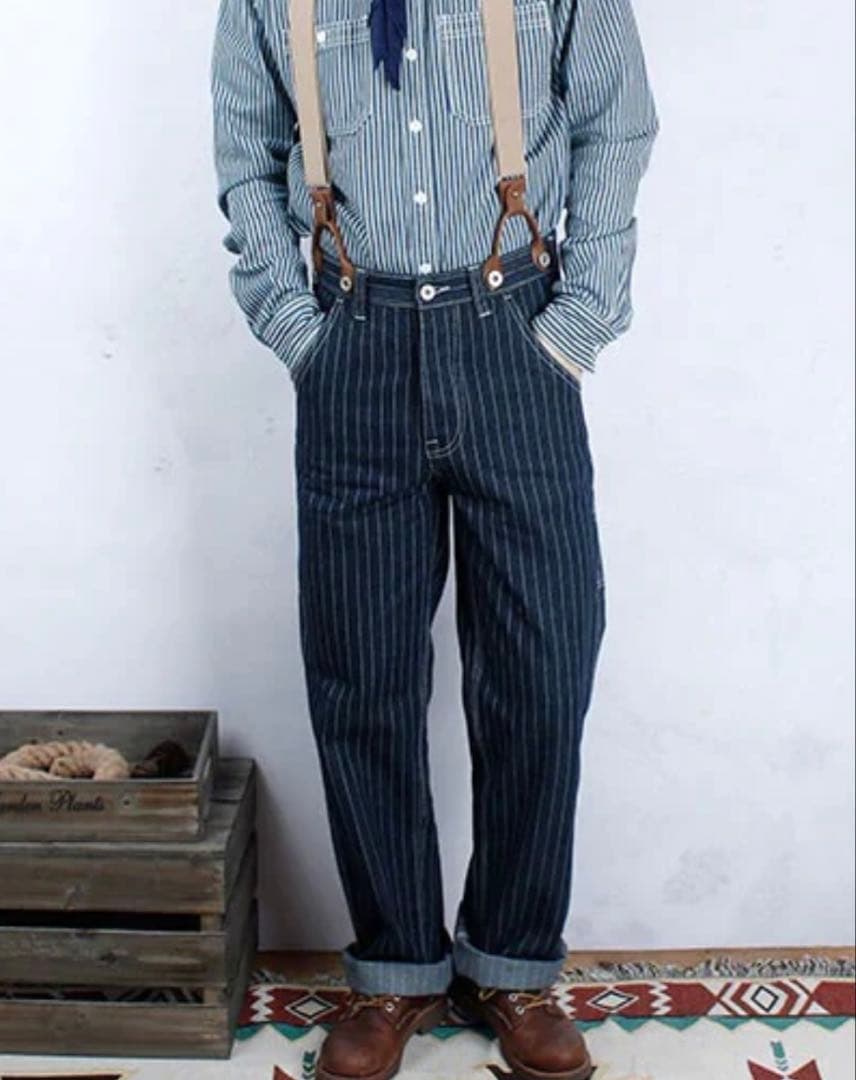 4*s様 KARAKU ストライプ ワークパンツ Lサイズ