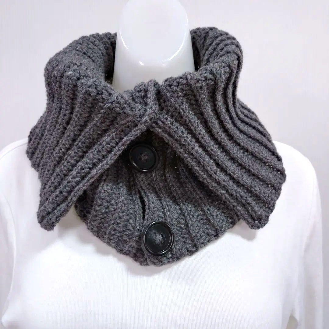 手編みネックウォーマー　手編みスヌード