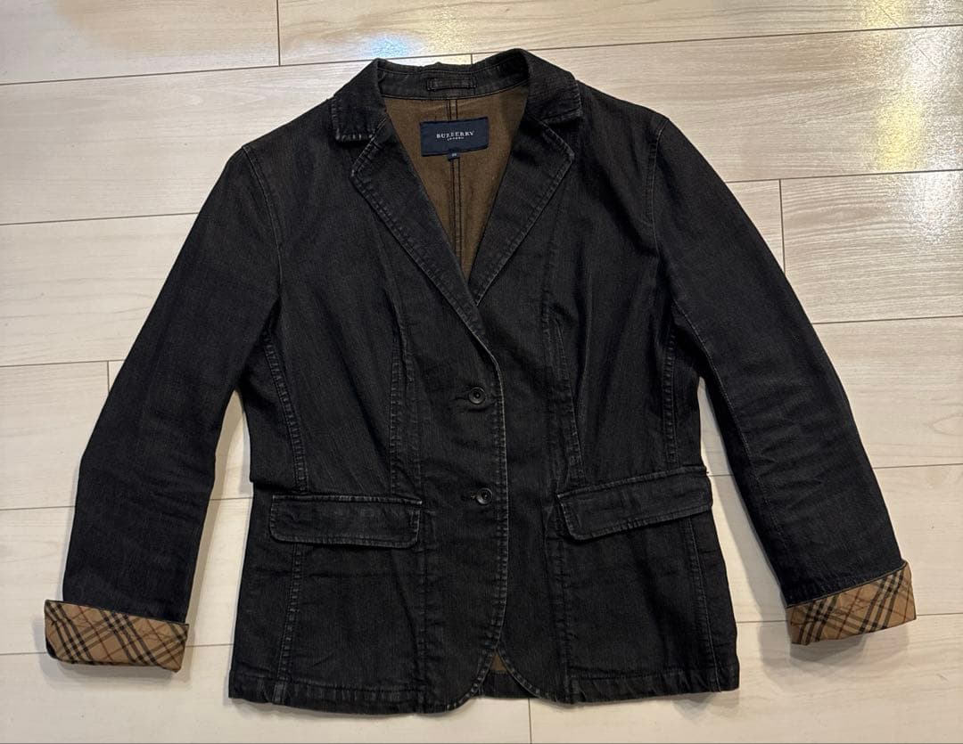 バーバリーロンドン　レディース　インディゴ染　ブラック　デニムジャケット　L