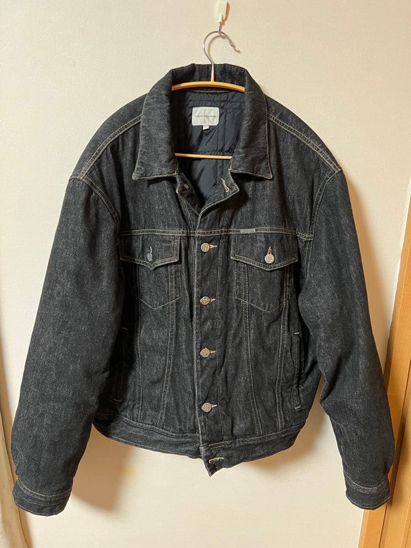 90’sイタリア製　カルバンクライン ブラックデニム　デニムジャケット　L