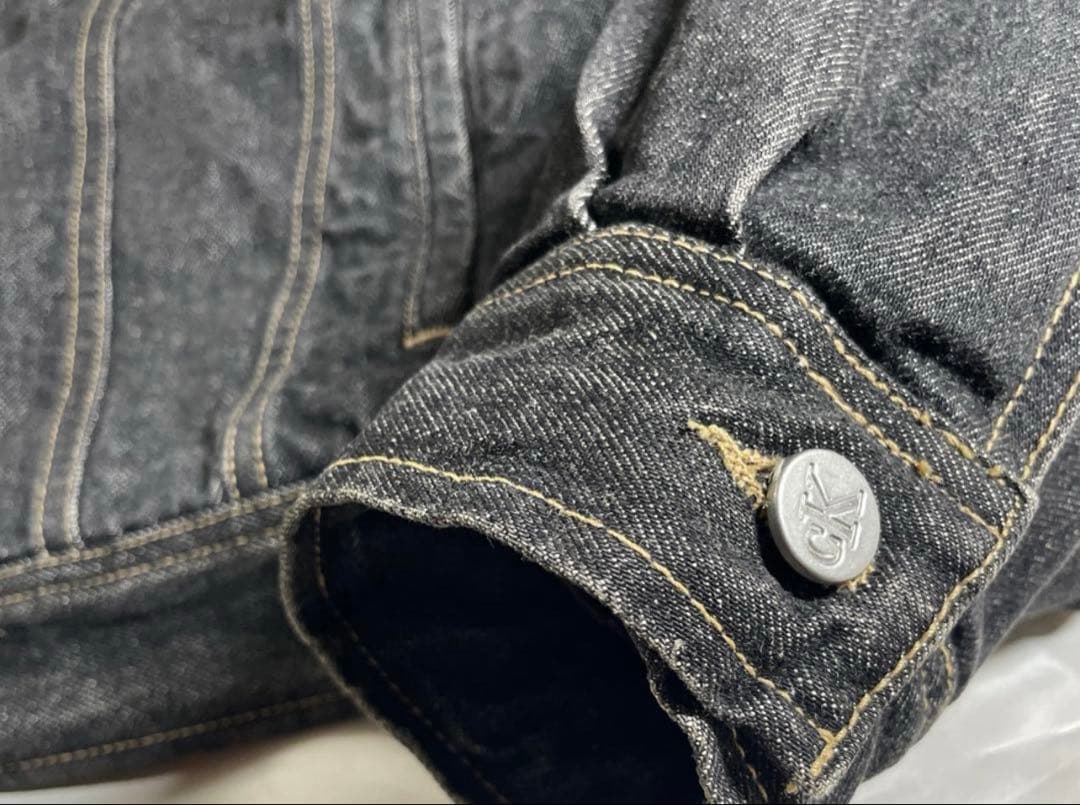 90’sイタリア製　カルバンクライン ブラックデニム　デニムジャケット　L