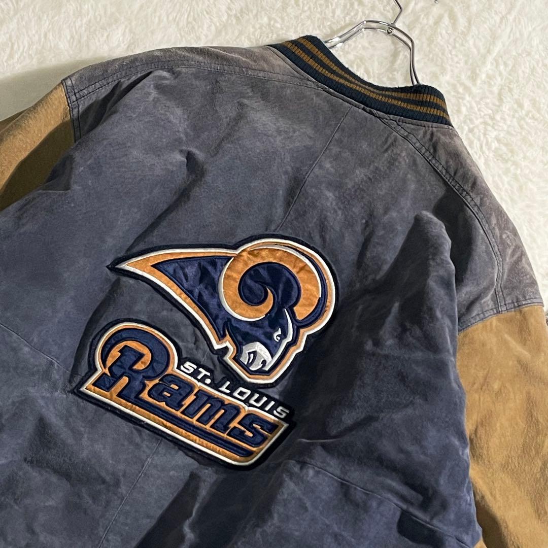 専用G-Ⅲ　NFL　ロサンゼルス・ラムズ　オールレザースタジャン　スウェードXL